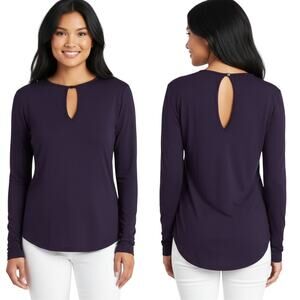 Laila Jayde Long Sleeve Keyhole Top Purple Ink NWT Size Large